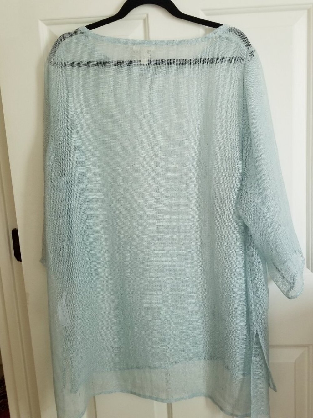 Eileen Fisher Sheer Tunic Top soft baby blue 95% Linen - Picture 4 of 7